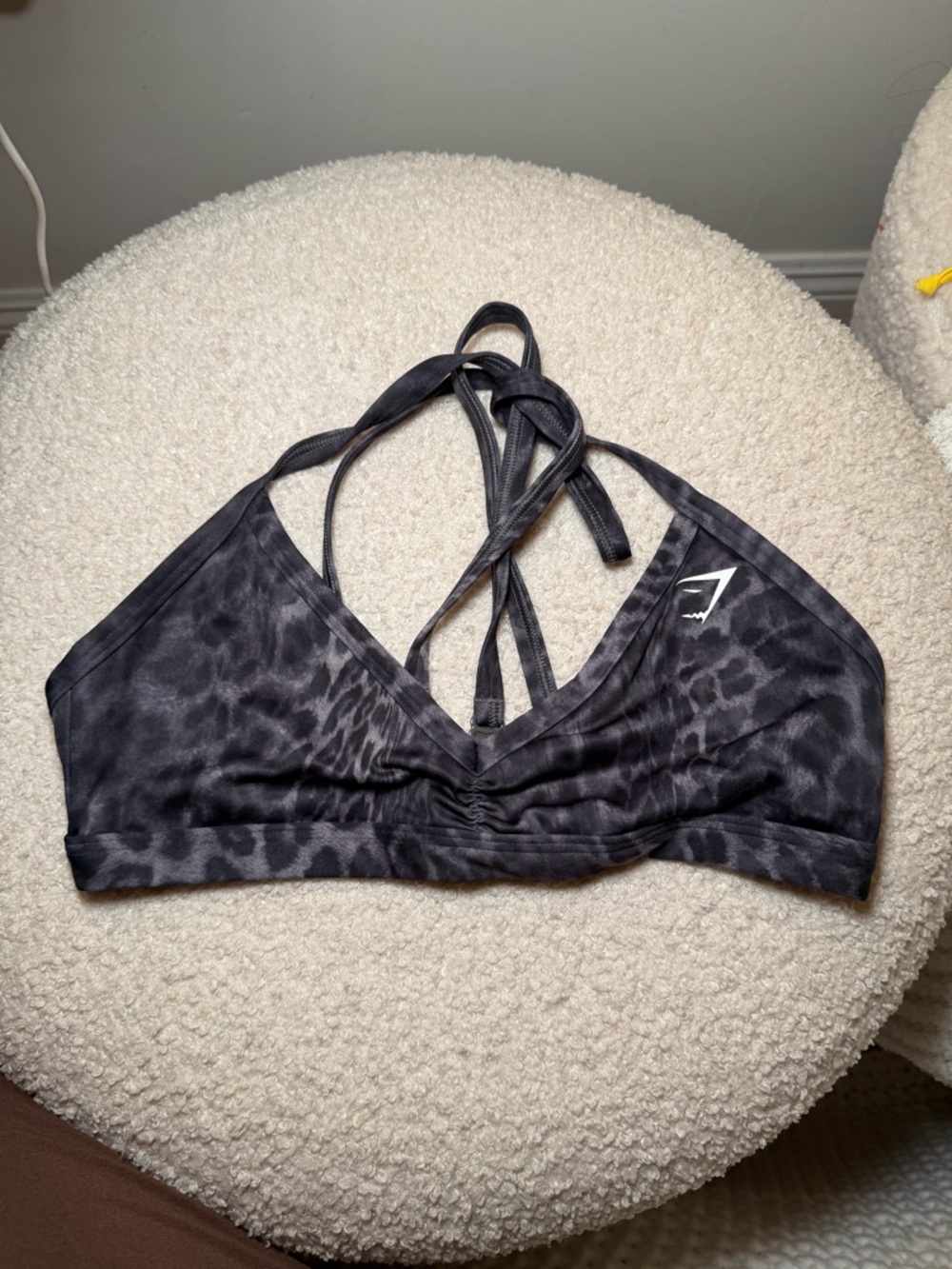 Gymshark Black Leopard Print Strappy Back Sports Bra
